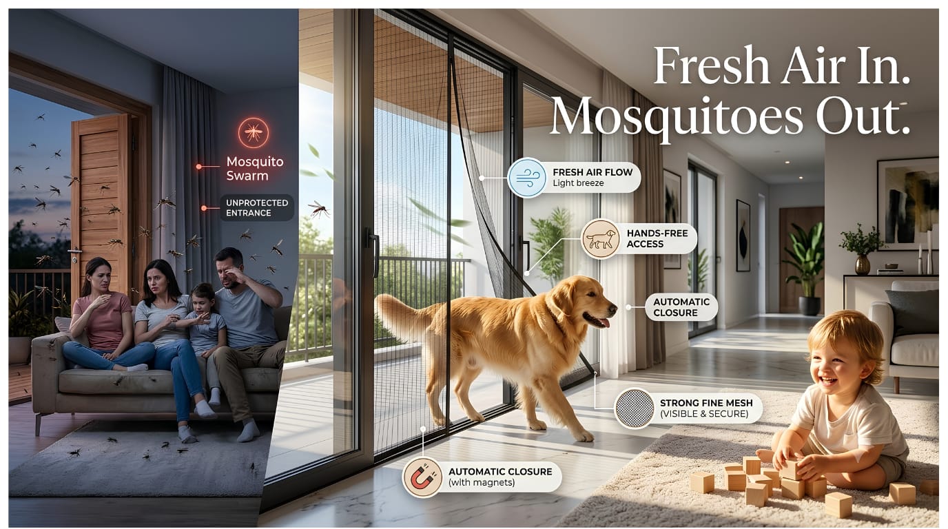 Polyester Magnetic Mosquito Net for Door