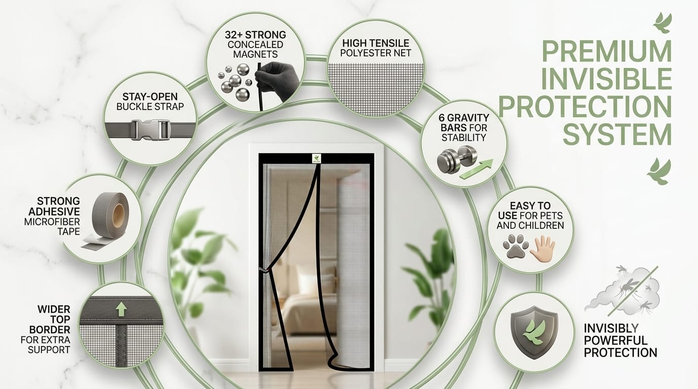 Polyester Magnetic Mosquito Net for Door